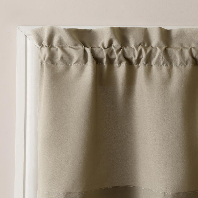 No. 918 Martine Microfiber Semi-Sheer Rod Pocket Kitchen Curtain Valance and Tiers Set, 54" x 24", Taupe - Image 2